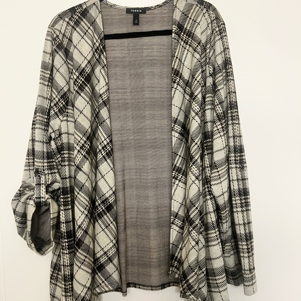 Torrid Monochrome Plaid Women's Cardigan